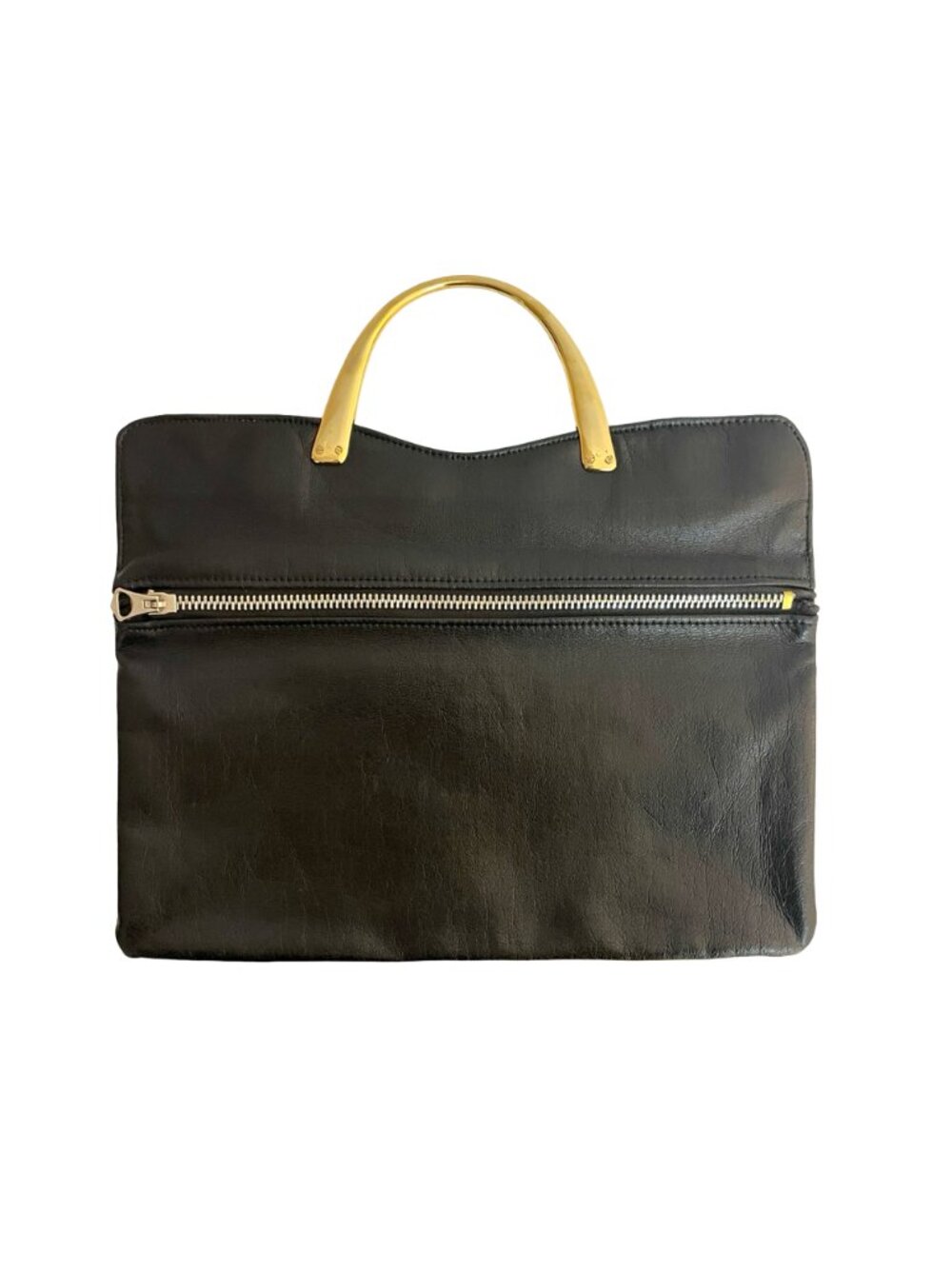 Cabrelli Canada Vintage Black Leather Evening Bag | Gold Handle Slim Clutch